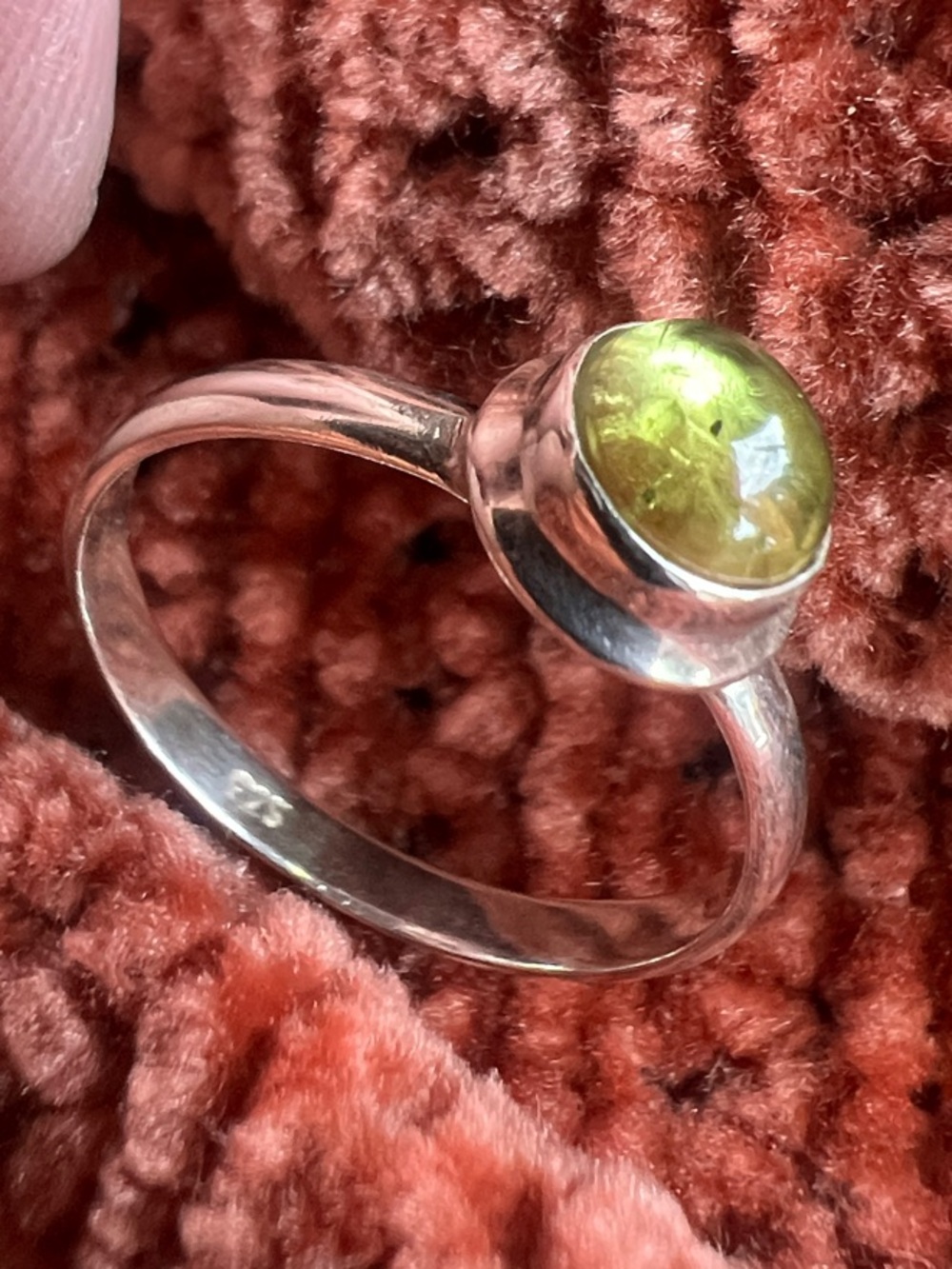 Sterling Silver Ring with Genuine Peridot Gemstone